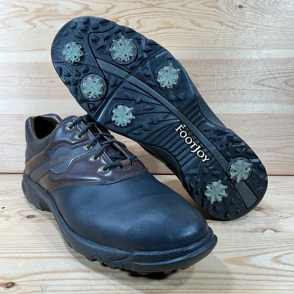FootJoy FJ GreenJoys Golf Shoes Men’s 13 M Black Dark Brown Syn Leather 45564